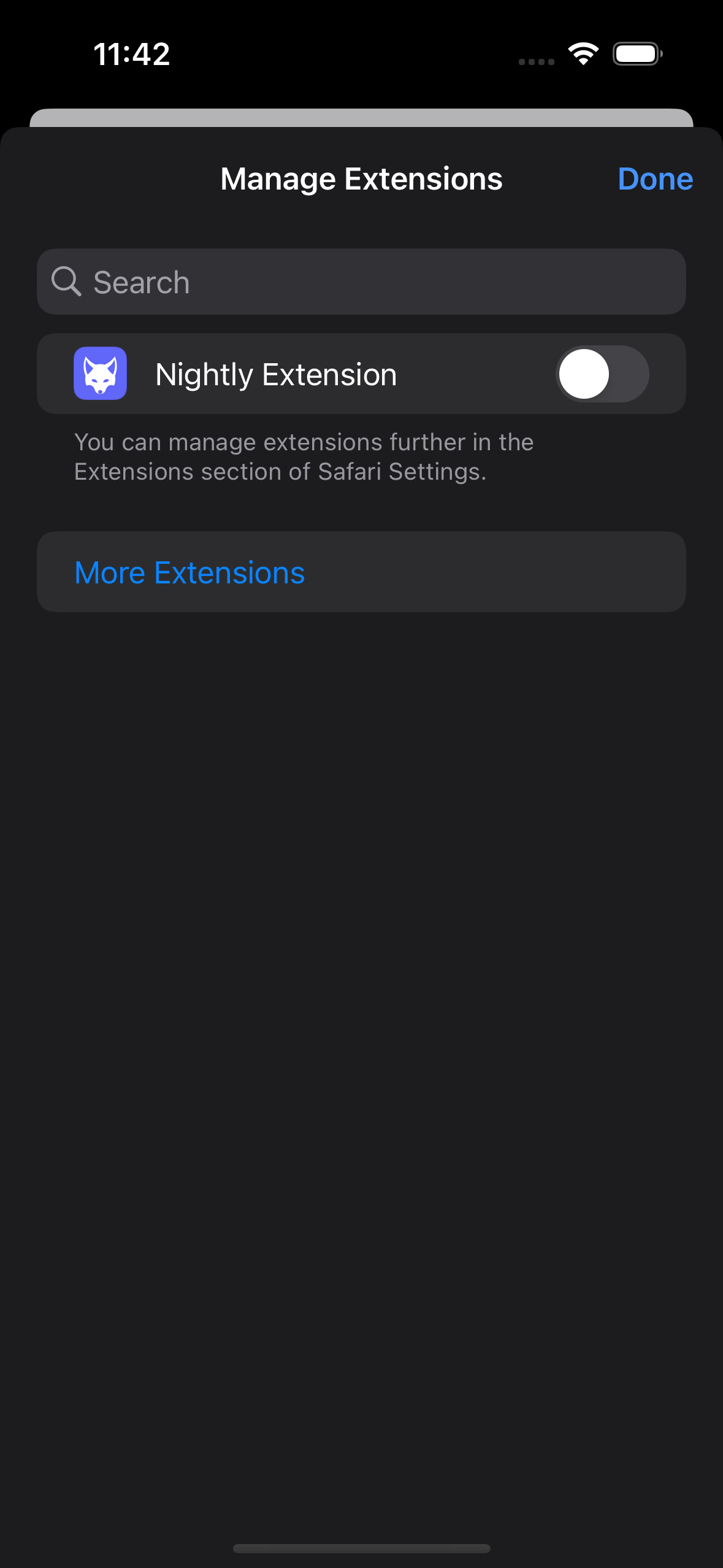 Turned off Nightly Extension