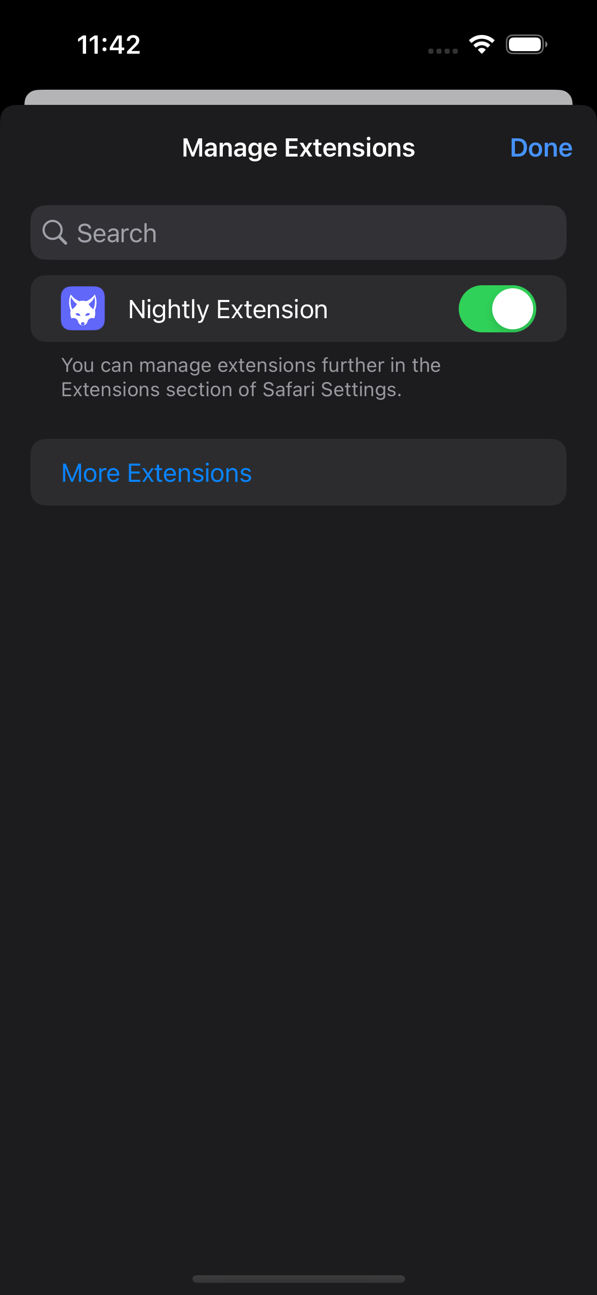 Turned on Nightly Extension